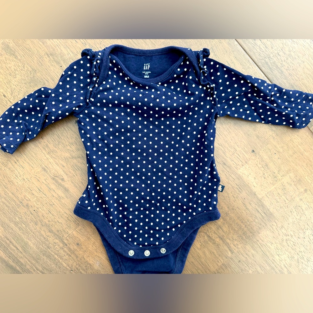 Baby GAP 3-6m navy ruffle bodysuit